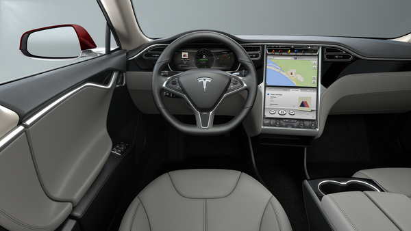 Tesla Model S early interior touchscreen layout